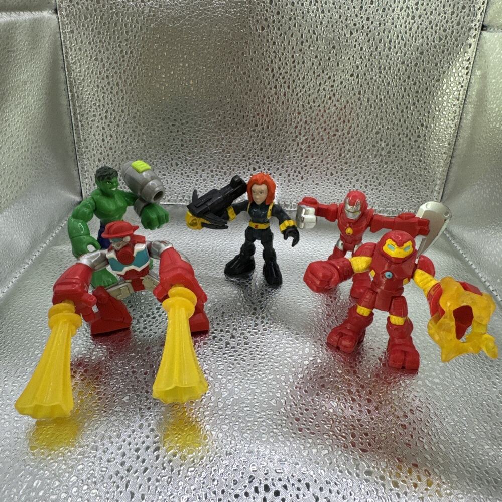 Lot Of 4 Playskool Marvel Super Hero Adventures POWER UP HULKBUSTER FIGURES